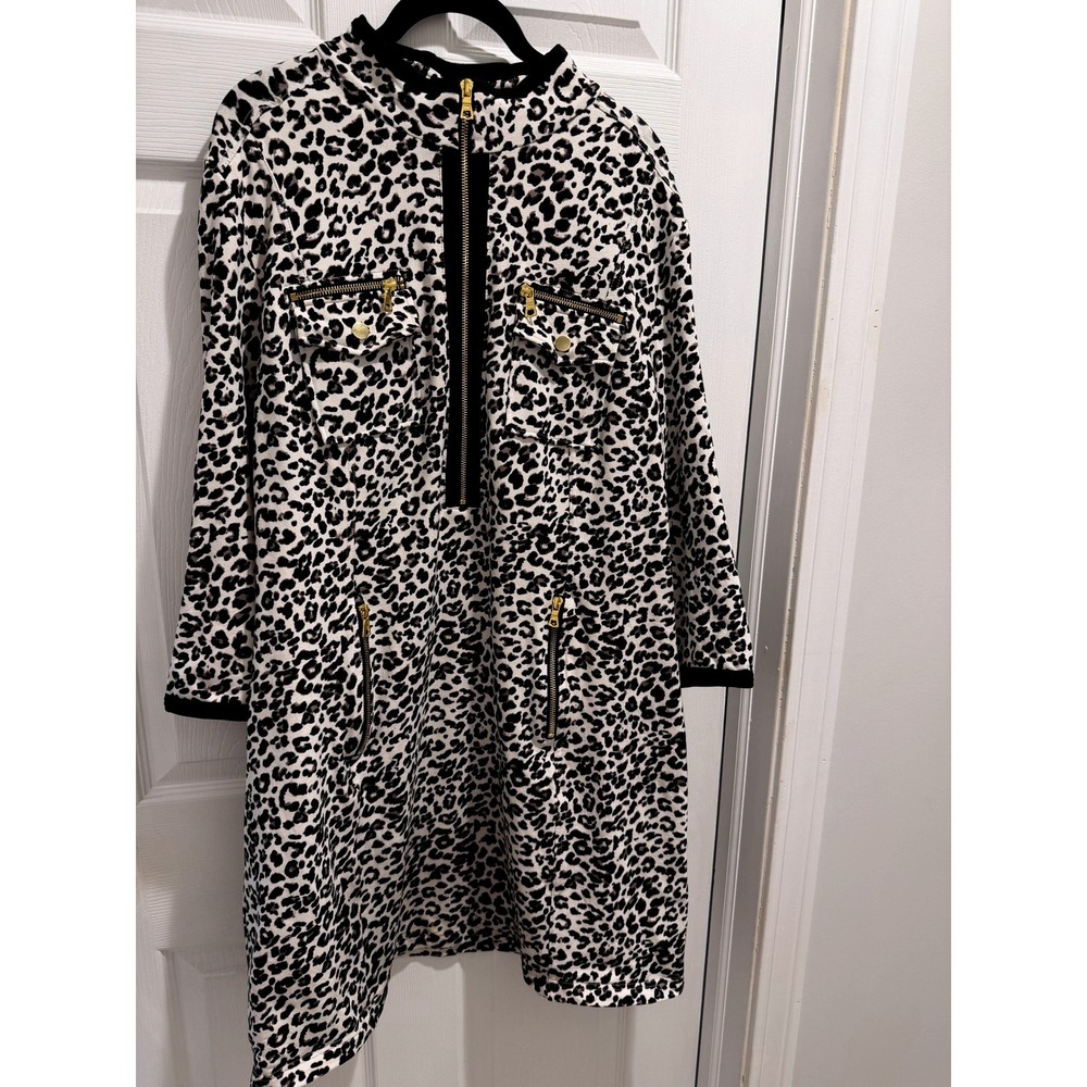 Boston Proper Leopard Print Zippered Dress XL Animal Print Gold Hardware 4563BP - Picture 2 of 7